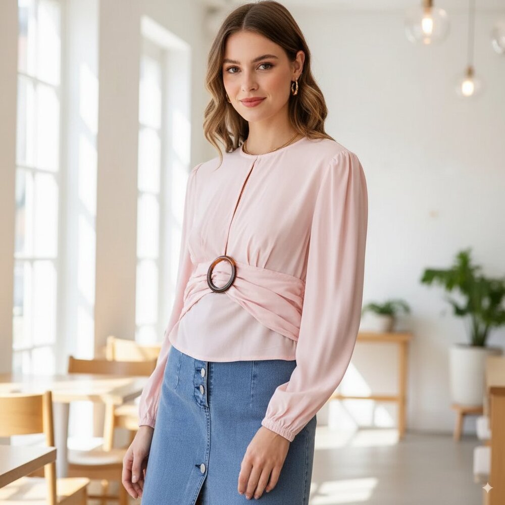 NWT Finders Keepers drape ls top blush